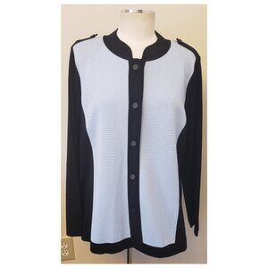 Exclusively Misook Cardigan Size-1X Black/Blue 100% Acrylic